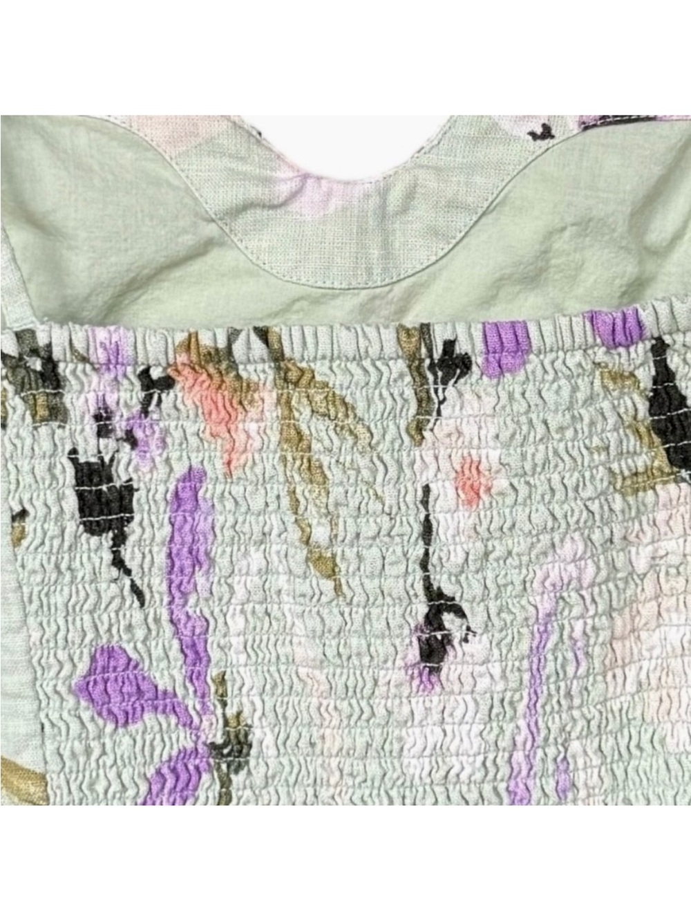 Abercrombie & Fitch Green Floral Linen Crop Top Sz XL - Picture 3 of 6